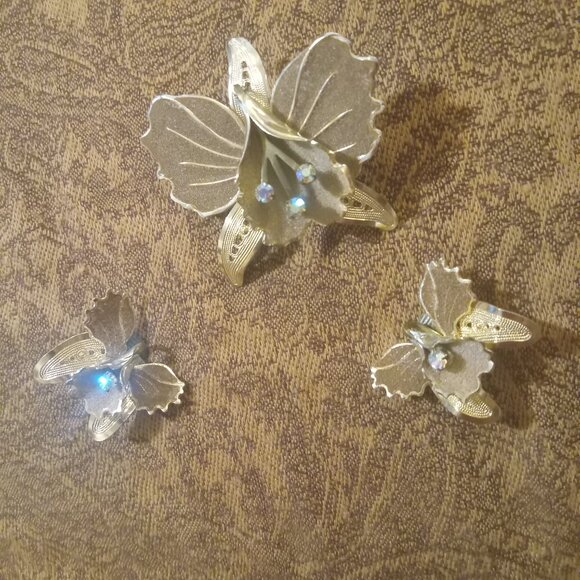 Antique  art noveau Pinchbeck  Sugared Enamelled brooch w/matching earrings-SET - Picture 11 of 13